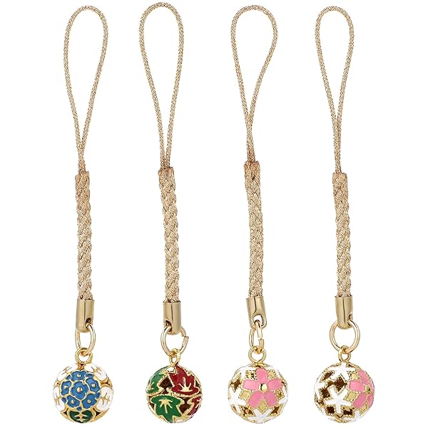 Hemobllo Cute Japanese Bell Phone Charm Pendant 4 Pcs Cell Phone Strap Keychain Decor Random Style Christmas Bell