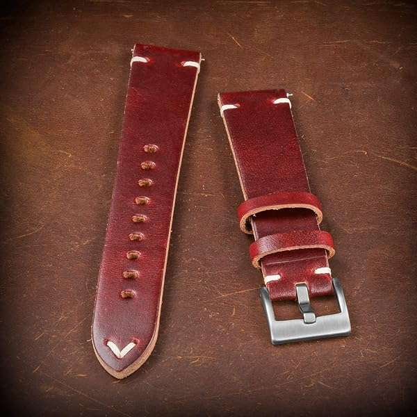 Premium Horween Leather Watch Bands for Men - Quick Release Vintage Straps (18-24mm) | Handmade Quality - Image 8