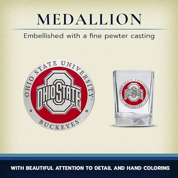 Heritage Pewter Ohio State Square Shot Glass Hand Sculpted 1.5 Ounce Intricately Crafted Metal Pewter Alma Mater Inlay - Image 4