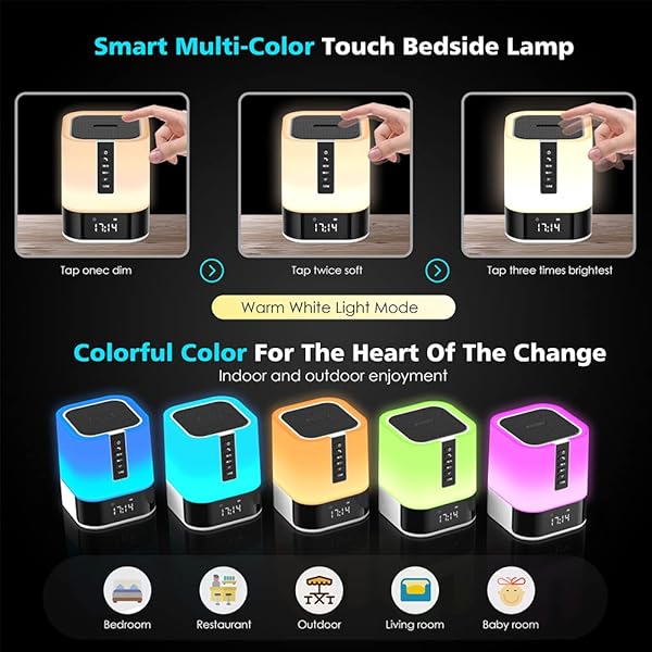 5-in-1 Hetyre Night Light Bluetooth Speaker: Dimmable Bedside Lamp & Alarm Clock - Perfect Gift for Teens 10-14! - Image 4