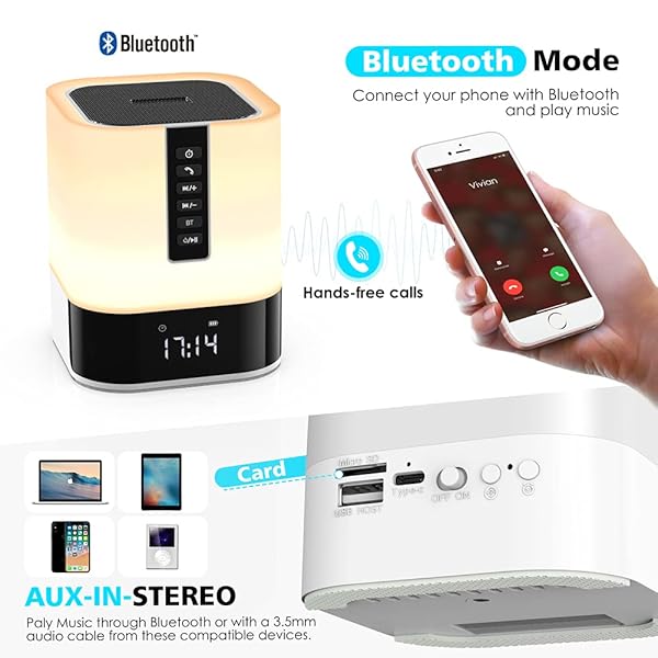 5-in-1 Hetyre Night Light Bluetooth Speaker: Dimmable Bedside Lamp & Alarm Clock - Perfect Gift for Teens 10-14! - Image 5