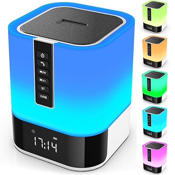 Hetyre 5-in-1 Hetyre Night Light Bluetooth Speaker: Dimmable Bedside Lamp & Alarm Clock - Perfect Gift for Teens 10-14!