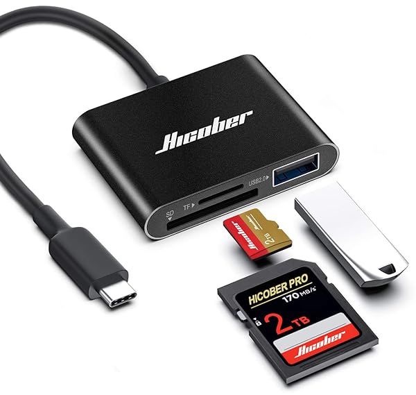 Hicober USB C to SD Card Reader: 2TB Adapter for MacBook, Android, Windows & More