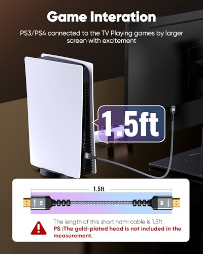 Highwings 4K HDMI Cable 1.5FT - 18Gbps, Supports 4K@60Hz, HDR, PS4, Projector & More - Image 3