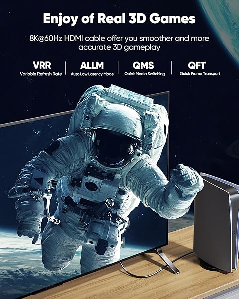 Highwings 8K HDMI Cable 6.6FT High Speed 48Gbps Braided Cord Supports 8K 60Hz HDR 4K 2160p 1080p Compatible with PS4 Projector and More - Image 6