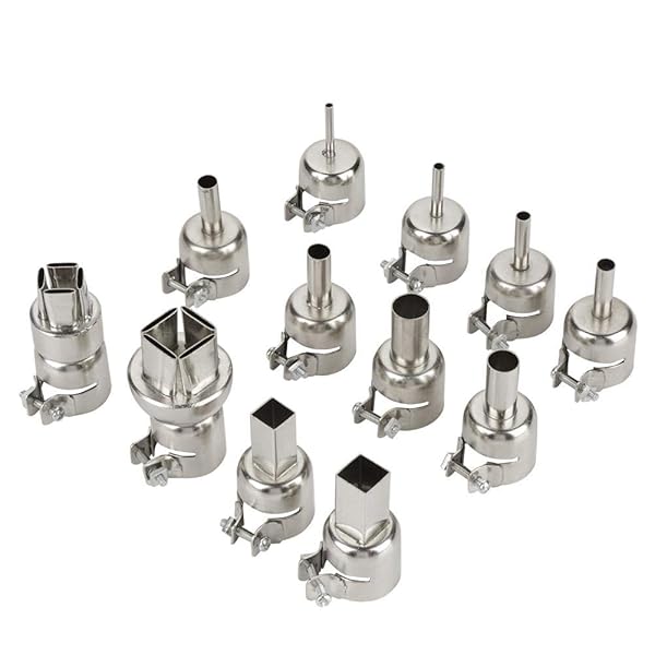 Hilitand Hilitand 12pcs Steel Heat Gun Nozzles Kit - Essential Accessories for 850 Hot Air Soldering Station