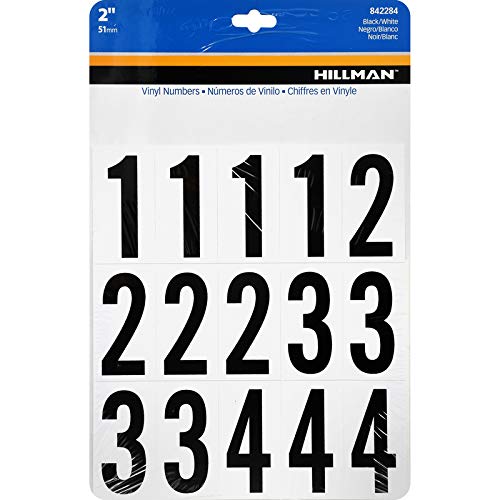 The Hillman Group "Buy Hillman 2" Black Vinyl Self-Adhesive Number Set 0-9 - 35 pcs, Case of 6 for Easy Home Labeling"