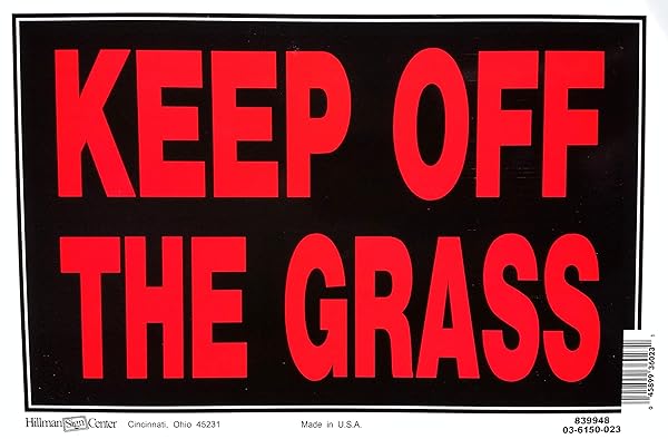 Buy Hillman 839948 Keep Off The Grass Sign - Durable 8x12 Inch Black & Red Plastic Warning Sign