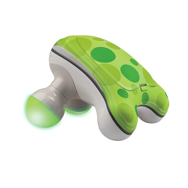 HoMedics Ribbit Mini Handheld Massager: Vibrating Comfort Grip with LED Light - Available in Green, Blue, Pink | Batteries Included