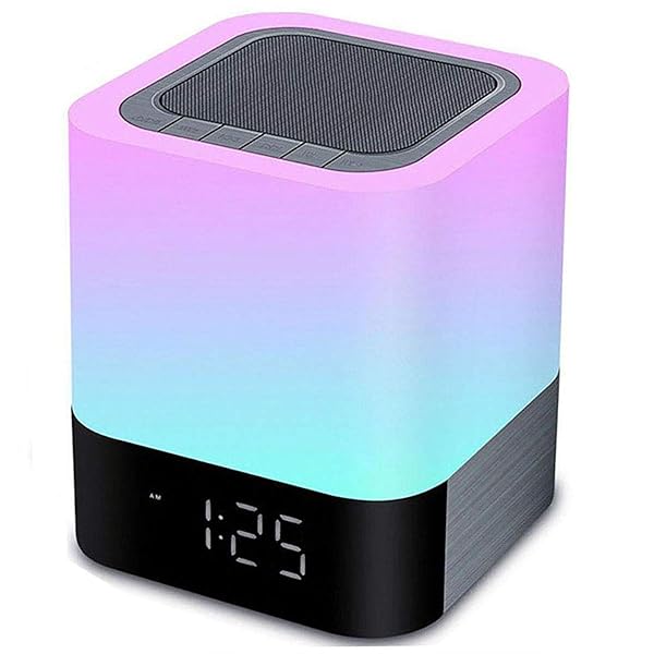 HoaBoly Bluetooth Night Light Speaker: Color Changing Alarm Clock & MP3 Player for Kids - Touch Sensor & AUX-in Support - Image 2