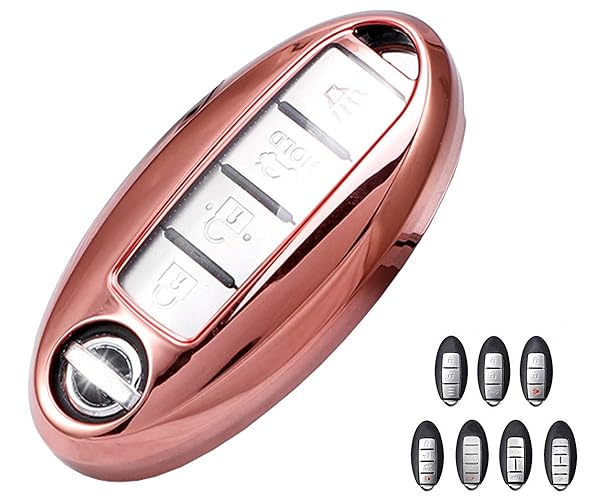 Horande Soft TPU Key Fob Cover for Nissan Altima Sentra Kicks Rogue Murano Maxima Versa Leaf Titan Infiniti EX FX X G JX M Q QX Series Pink