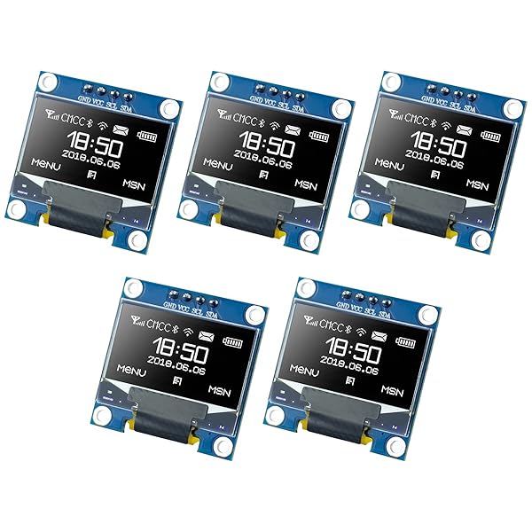 "Hosyond 5 Pcs 0.96" OLED I2C Display Module 128x64 for Arduino & Raspberry Pi - Mini Self-Luminous Screen"