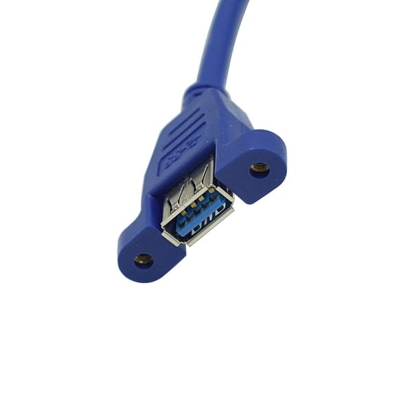 Hxchen 60cm Super Speed USB 3.0 Type A Male to Female Extension Cable Panel Mount Blue 1 Pc - Image 3