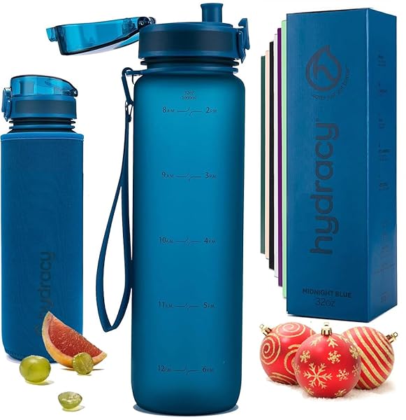 Hydracy Hydracy 32 oz Water Bottle with Time Marker & Fruit Infuser - BPA Free, Leak Proof, Perfect for Fitness & Outdoor Activities