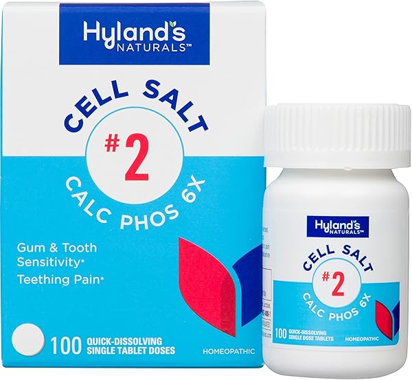 Hyland's Cell Salt No. 2 Calc Phos 6X Tablets for Fast Relief of Oral Discomfort & Sore Throat - 100 Quick Dissolving Tablets
