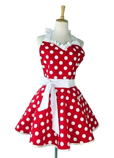 Shop Hyzrz Retro Polka Dot Kitchen Apron for Women - Perfect Vintage Gift for Moms! - Image 3