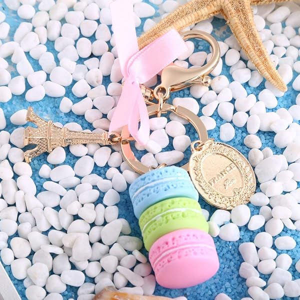 Colorful Eiffel Tower Keychain & Macaroon Bag Pendant - Adorable Alloy Charm for Car & Decor - Image 4
