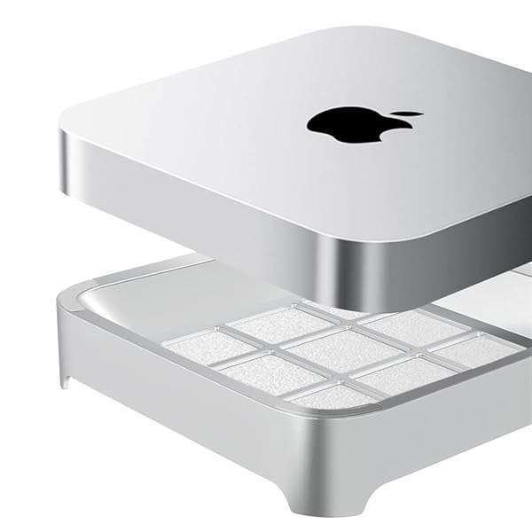 IFCASE Desktop Dust & Air Filter Stand for Mac Mini 2010-2023 & Mac Studio M1/M2 - Silver - Image 3