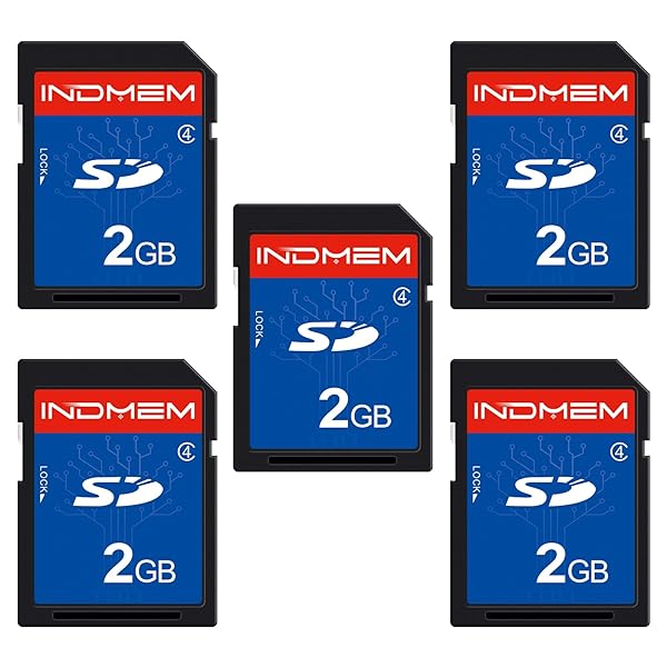 INDMEM 5 Pack 2GB Class 4 SD Cards High Speed Flash Memory for Cameras and Devices