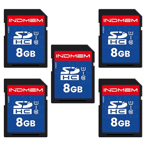 INDMEM INDMEM 8GB SD Card 5 Pack UHS-I U1 Class 10 SDHC Flash Memory Card for Digital Cameras Computers and Trail Cameras