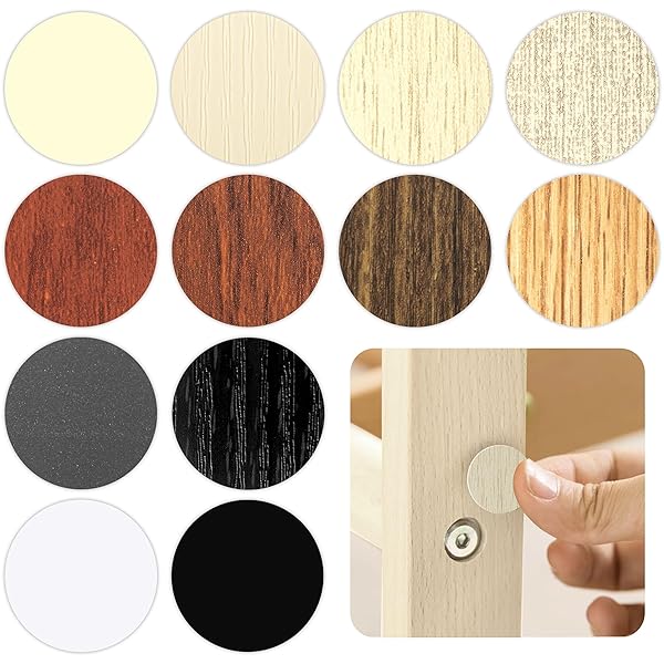 INKNOTE INKNOTE 648 PCS Self-Adhesive Screw Hole Covers - 12 Color PVC Dustproof Stickers for Furniture & Walls
