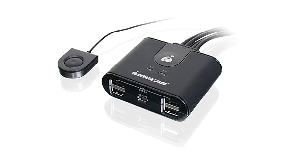 IOGEAR USB 2.0 4x4 Hub: Share 4 PCs with 4 USB Devices, Fast Charging & Remote Control - GUS404