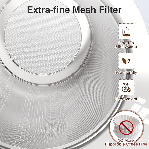 IPOW 2 Pack Extra Fine Mesh Coffee Filter with Coaster Lid and Double-sided Handle Food-grade Stainless Steel Tea Infuser for Loose Tea - Image 3