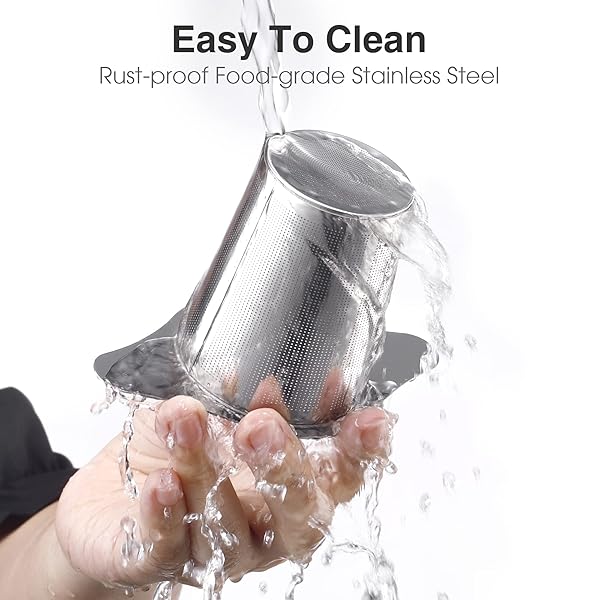 IPOW 2 Pack Extra Fine Mesh Coffee Filter with Coaster Lid and Double-sided Handle Food-grade Stainless Steel Tea Infuser for Loose Tea - Image 8