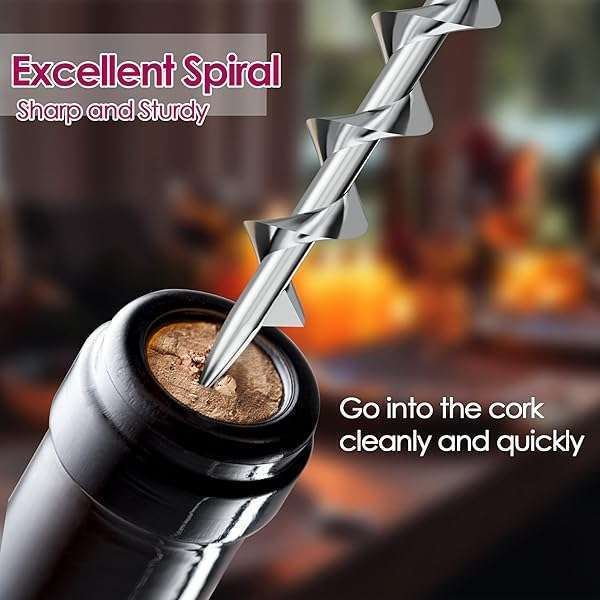 IPOW Premium Wing Corkscrew: Heavy-Duty Zinc Alloy Wine Opener for Waiters - Manual Multifunctional Tool in Black - Image 3