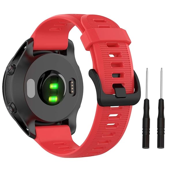 ISABAKE 22mm Soft Silicone Replacement Band for Garmin Forerunner 935/945/745 & Fenix 5/6 - Red Strap