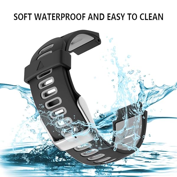 ISABAKE Soft Silicone Sport Watch Strap Compatible with Forerunner 735XT 220 230 235 620 630 Approach S20 S5 S6 Black Gray - Image 6