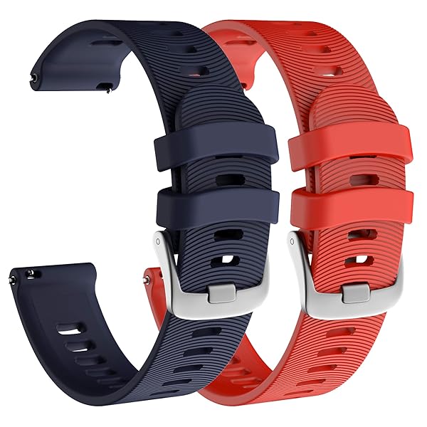 ISABAKE Soft Silicone Watch Band for Garmin Forerunner 245 645 Vivoactive 3 Venu Sq Vivomove HR 20mm Replacement Wristbands Red D-Blue