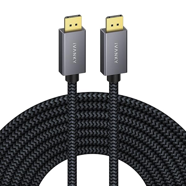 iVANKY 25ft DisplayPort Cable High Speed 4K 60Hz Nylon Braided Compatible with Gaming Monitor TV PC Laptop
