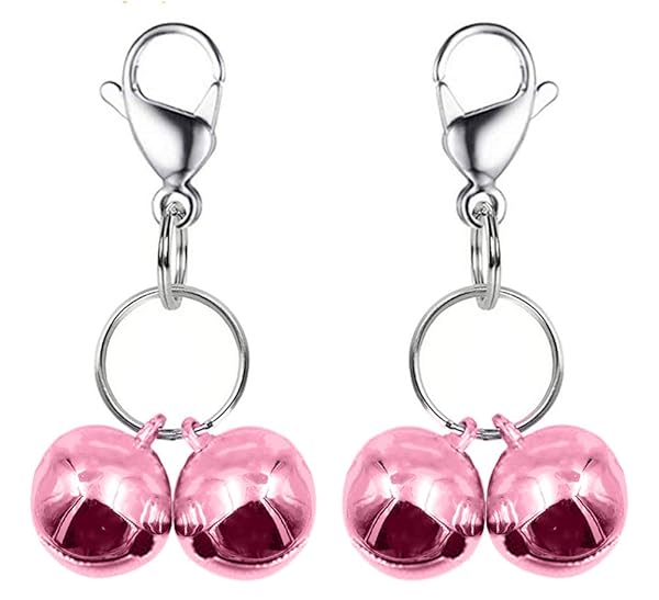 IVIA PET4 Cat Bell Dog Collar Charm Training Pendant Accessories 2 Pack Stainless Steel Dog Tag Clips Small Pink