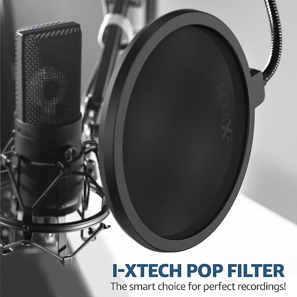 IXTECH Pop Filter for Mic Microphone, Blue Yeti Mic Pop Filter Dual Layered Wind Pop Screen with a Flexible 360 Degree Gooseneck Clip Stabilizing. - Image 9