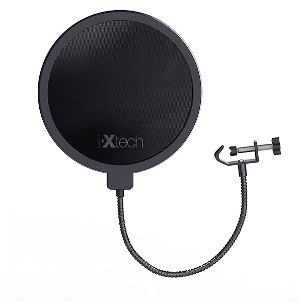 IXTECH Pop Filter for Mic Microphone, Blue Yeti Mic Pop Filter Dual Layered Wind Pop Screen with a Flexible 360 Degree Gooseneck Clip Stabilizing. - Image 2