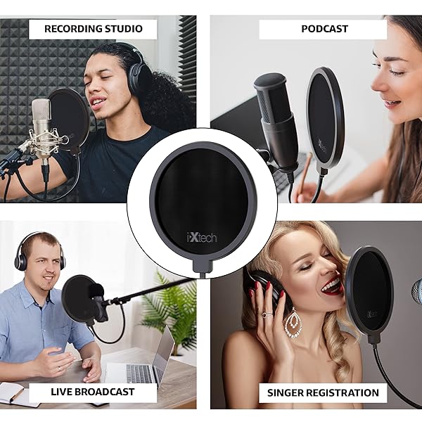 IXTECH Pop Filter for Mic Pop Filter for Blue Yeti Microphone Pop Filter Mic Pop Filter Dual Layered Sound Shield Guard Windscreen with a Flexible - Image 6