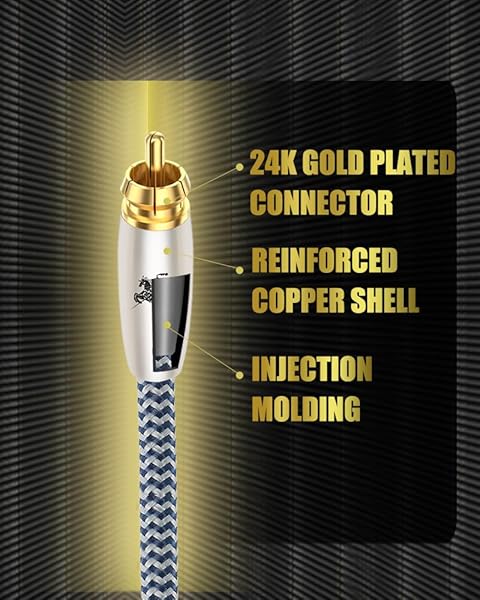 Impeto RCA Cable 2RCA to 2RCA Stereo Audio Cable 24K Gold Plated 4.92ft for Home Theater HDTV Amplifiers HiFi Systems - Image 4