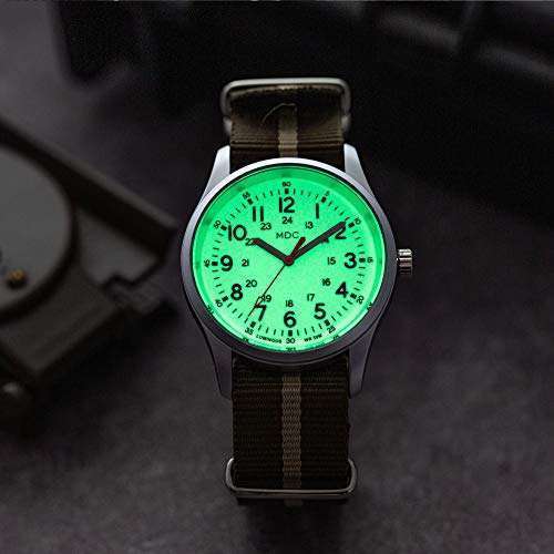 Infantry Glow in the Dark Military Watch for Men - Waterproof Tactical Analog Wristwatch with Luminous Blue Nylon Band - Image 4