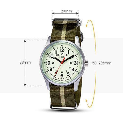 Infantry Glow in the Dark Military Watch for Men - Waterproof Tactical Analog Wristwatch with Luminous Blue Nylon Band - Image 6
