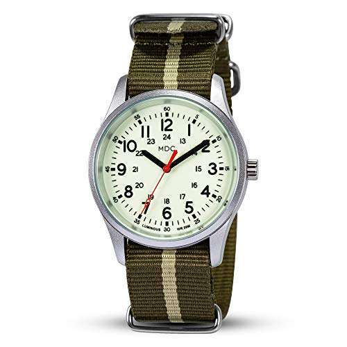 Infantry Glow in the Dark Military Watch for Men - Waterproof Tactical Analog Wristwatch with Luminous Blue Nylon Band - Image 2
