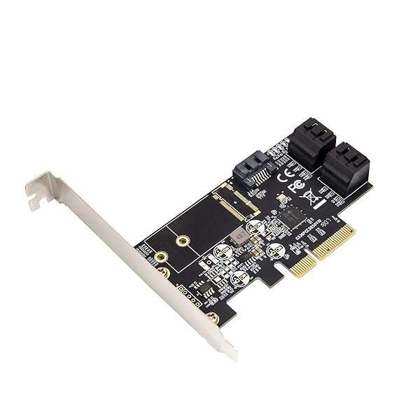 Internal 5 Port SATA III PCIe X4 Controller Card for SSD/HDD - JMB585 Chipset, Low Profile Bracket