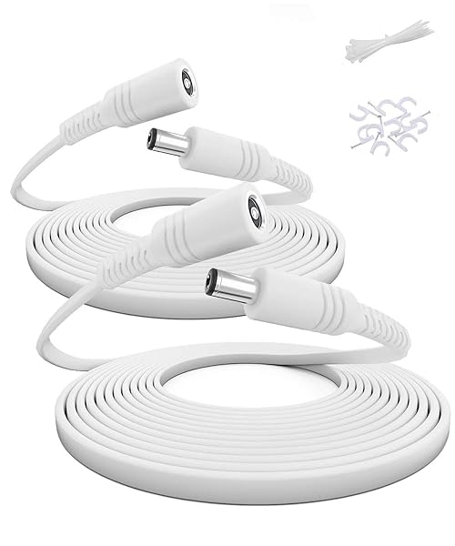 Itramax 30ft 12V DC Extension Cable 2Pack Power Supply Cord for IP Network CCTV Security Camera DVRs 5V 9V 24V Adapter Flat Female to Male