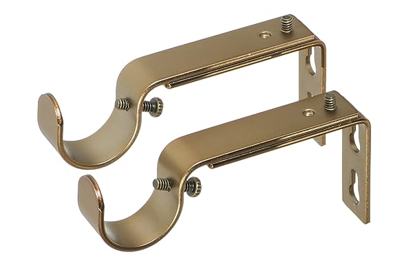 Ivilon Adjustable Curtain Rod Brackets - Set of 2 for 1 & 1 1/8 Inch Rods in Warm Gold
