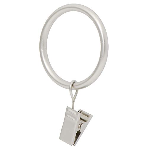 "Ivilon Satin Nickel Curtain Clip Rings - 1.7" Set of 14 for Easy Drapery Hanging"