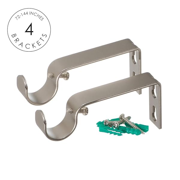 Ivilon 1-Inch Drapery Curtain Rod with End Cap - Satin Nickel, 72-144 Inch Adjustable - Image 4