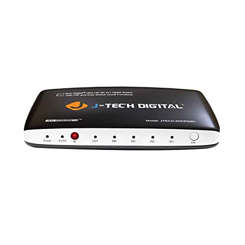 J-Tech Digital J-Tech Digital 4-Port HDMI Auto Switch with PIP & IR Remote - High Speed & Power Adapter Included