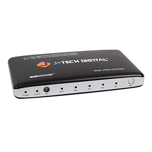 J-Tech Digital 4K HDMI Switch: 4 Ports, PIP, IR Remote & Auto Switch - Control4 Compatible