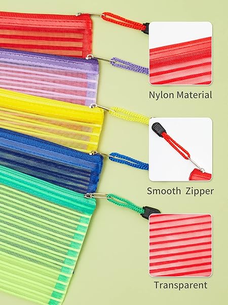 JARLINK 40 Pack 10 Colors Zipper Mesh Pouch, Storage Pencil Pouches, Multipurpose Pencil Pouch Bulk for School and Office Supplies, Cosmetics Travel Accessories, Multicolor - Image 3