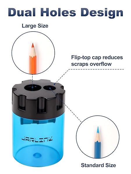 JARLINK 8 Pack Manual Pencil Sharpeners - Dual Hole Colorful Sharpeners for No.2 & Art Pencils | Portable for School & Office - Image 4